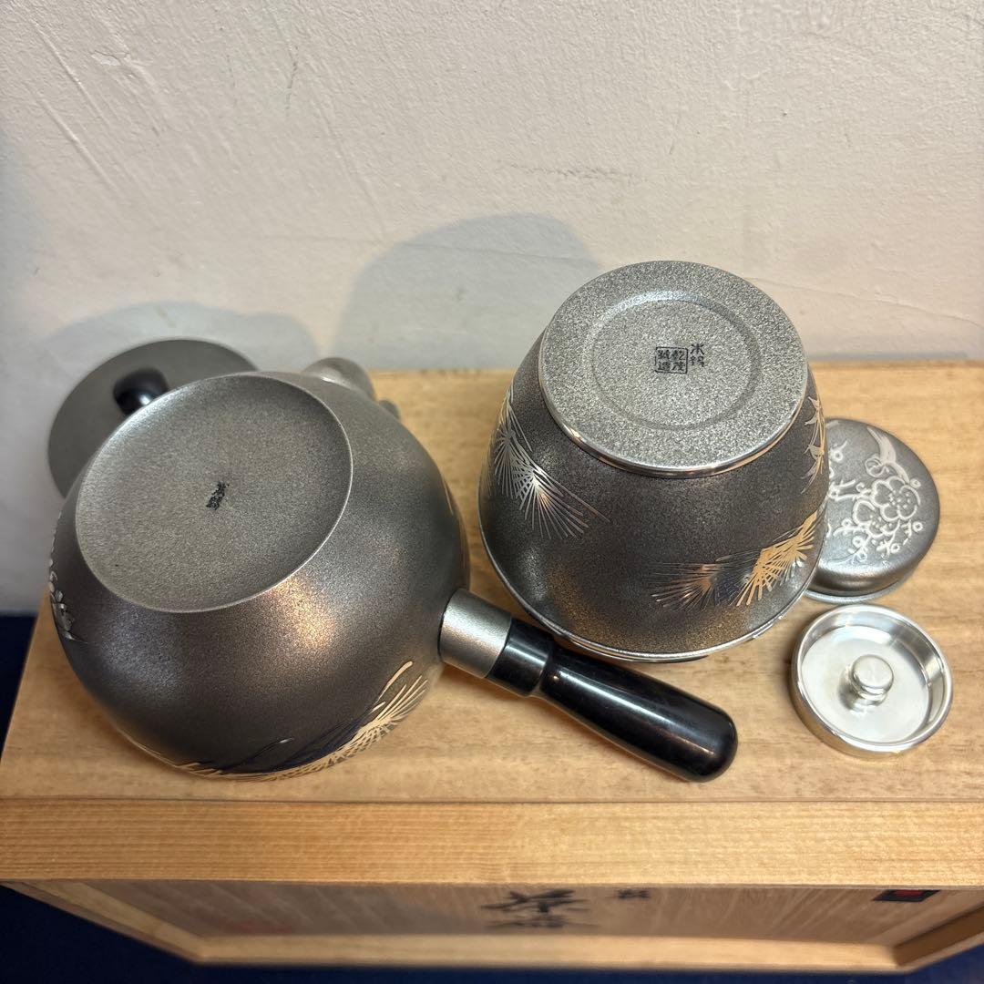 ア*️様 乾茂號造　本錫茶道具セット 急須 茶筒 茶托