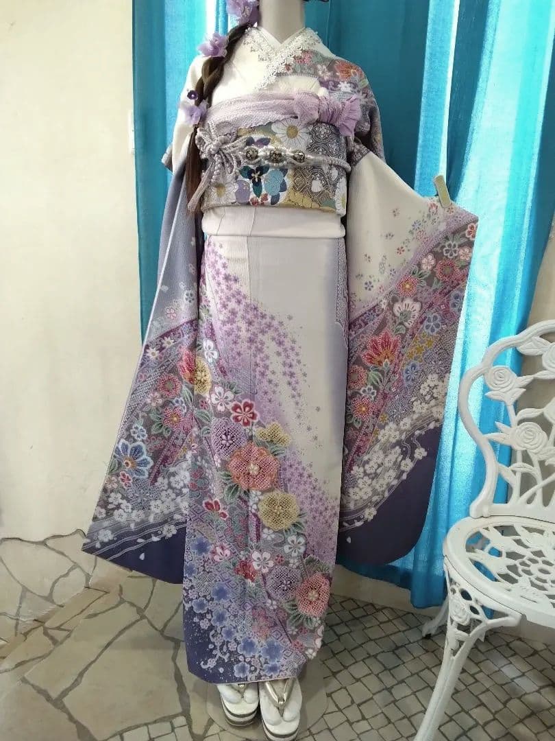 振袖フルセット、きもの友禅振袖、重ね衿、帯揚げ帯締め、西陣袋帯、襦袢、ガード加工