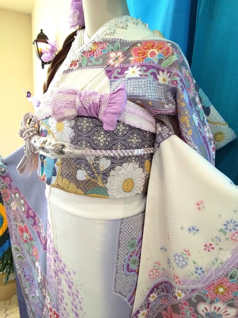 振袖フルセット、きもの友禅振袖、重ね衿、帯揚げ帯締め、西陣袋帯、襦袢、ガード加工