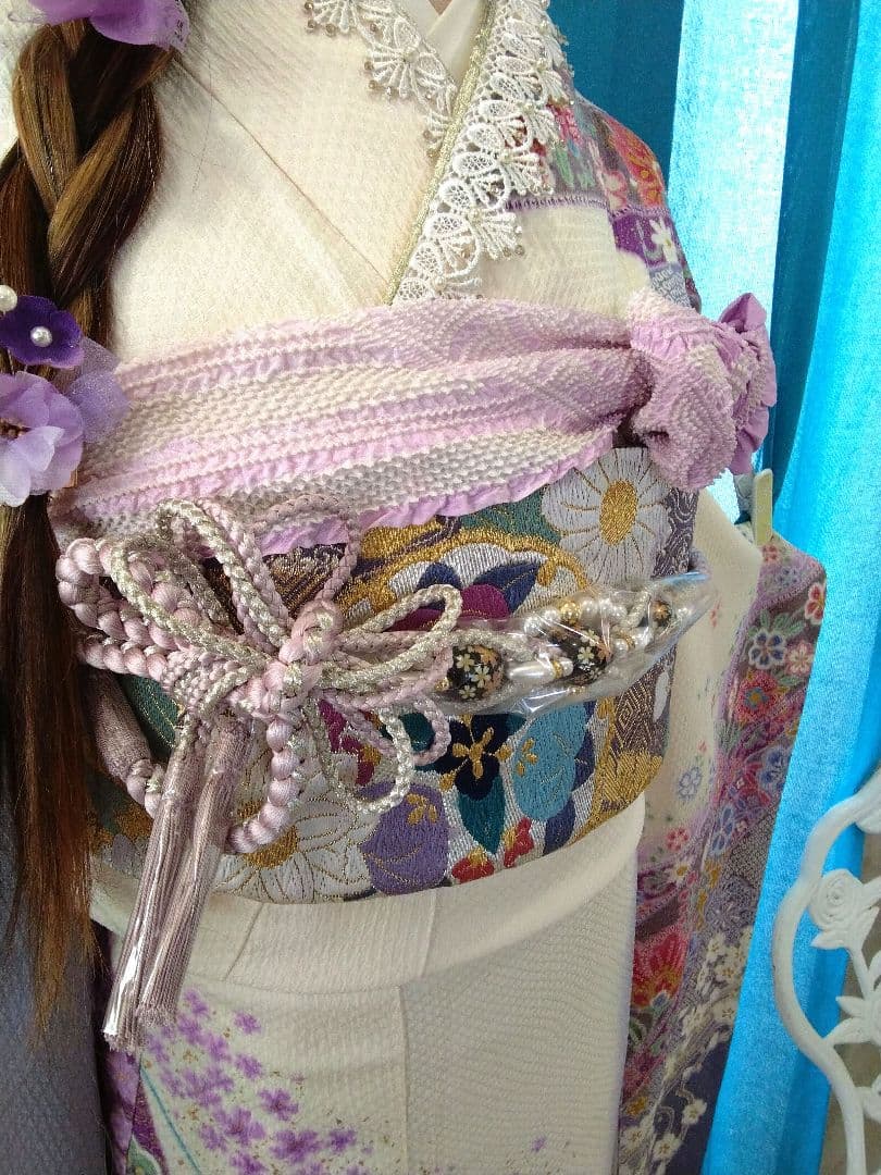 振袖フルセット、きもの友禅振袖、重ね衿、帯揚げ帯締め、西陣袋帯、襦袢、ガード加工