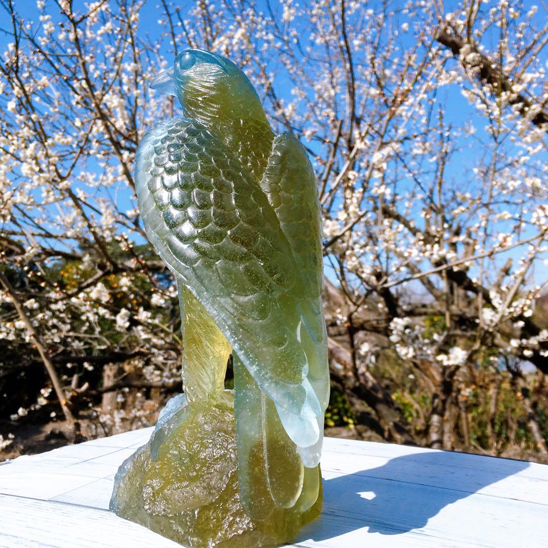 ハヤブサ　鷹　ドーム　フランス　クリスタル　水晶　エミールガレ　フランス製ガラス