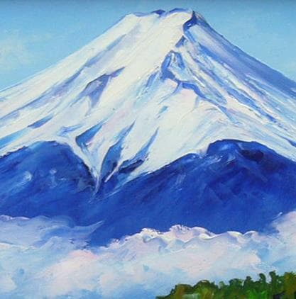 絵画 油絵 羽沢清水 肉筆油絵 風景画 白富士