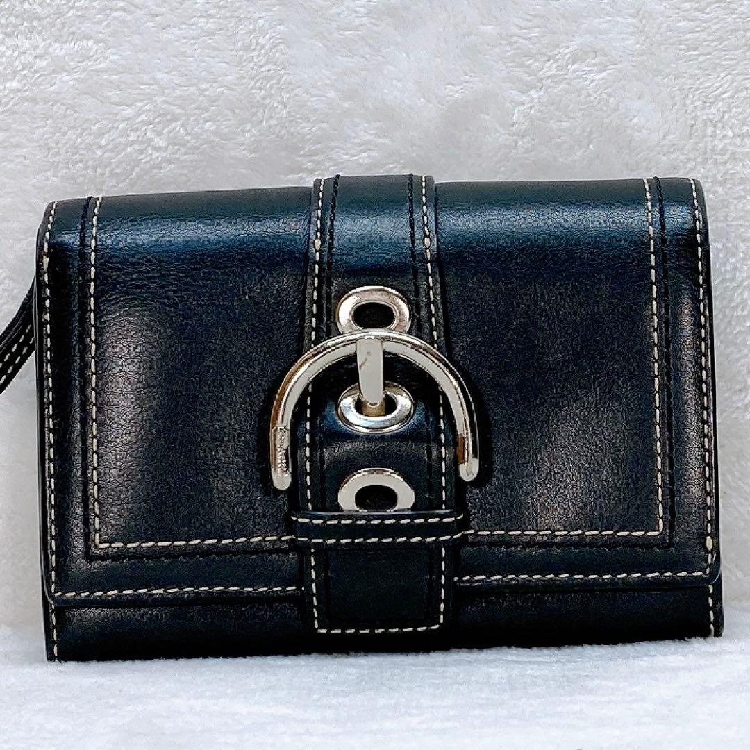 小物 Coach Compact Wallet Soho Black leather