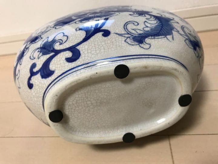 中国明時代青花(染付)纏枝牡丹　扁形花瓶