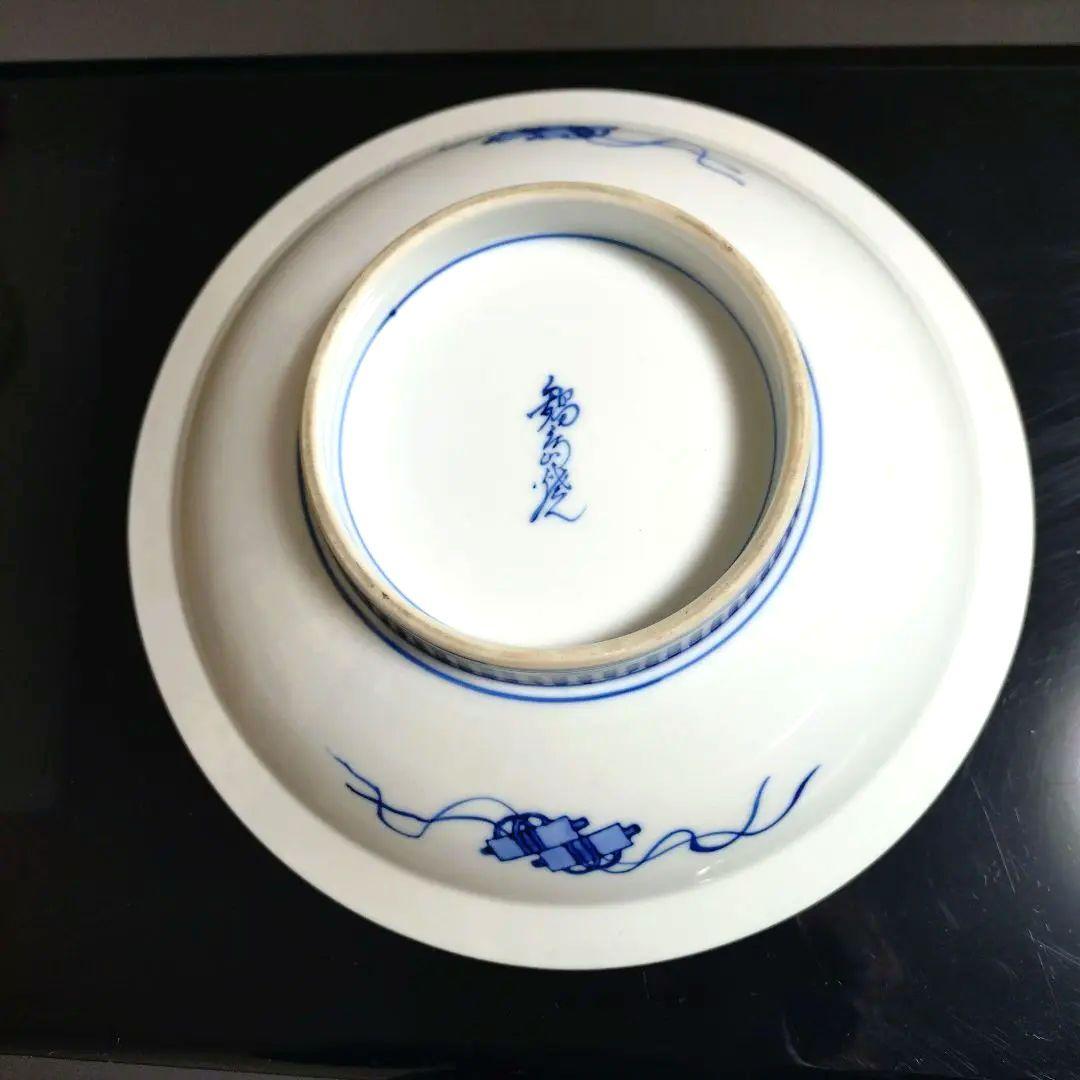 肥前大川内山　鍋島謹製　染錦牡丹画8寸高台　櫛歯文様　色鍋島　菓子器　共箱付き