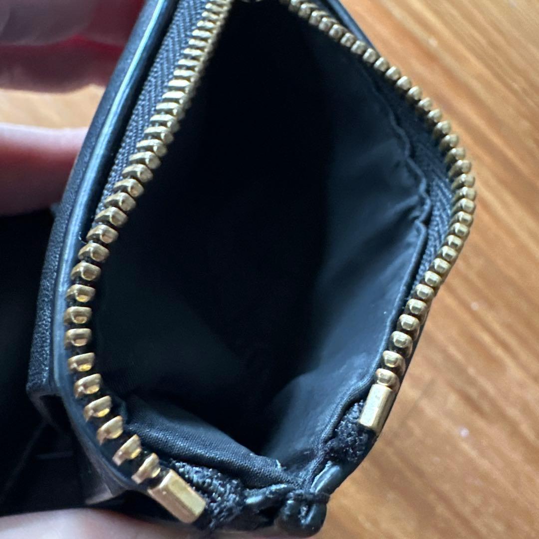 【美品】マルジェラ 三つ折り財布 エンベロープ プリント カーフスキン 黒