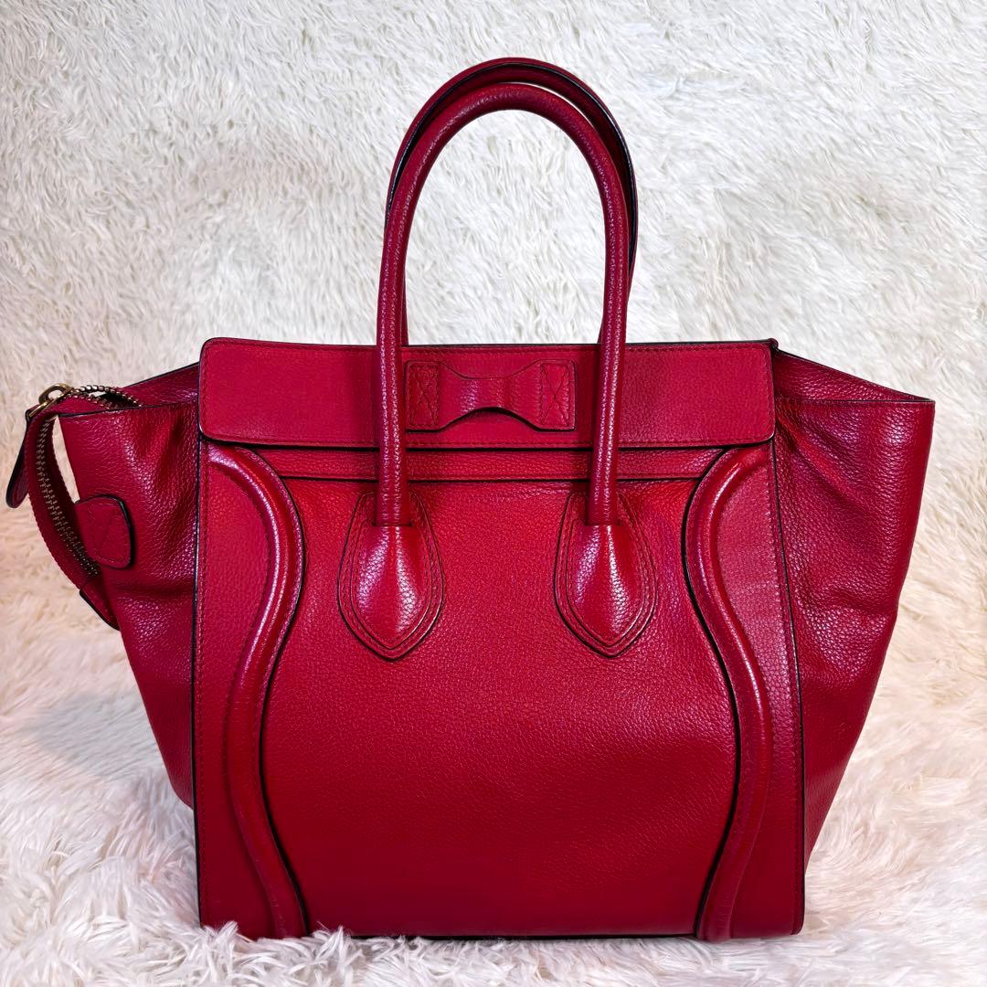極美品✨セリーヌ　ラゲージ　ハンドバッグ　マイクロショッパー　レッド