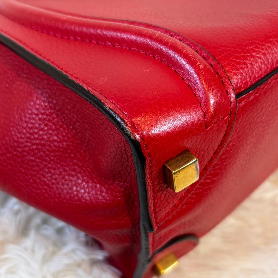 極美品✨セリーヌ　ラゲージ　ハンドバッグ　マイクロショッパー　レッド