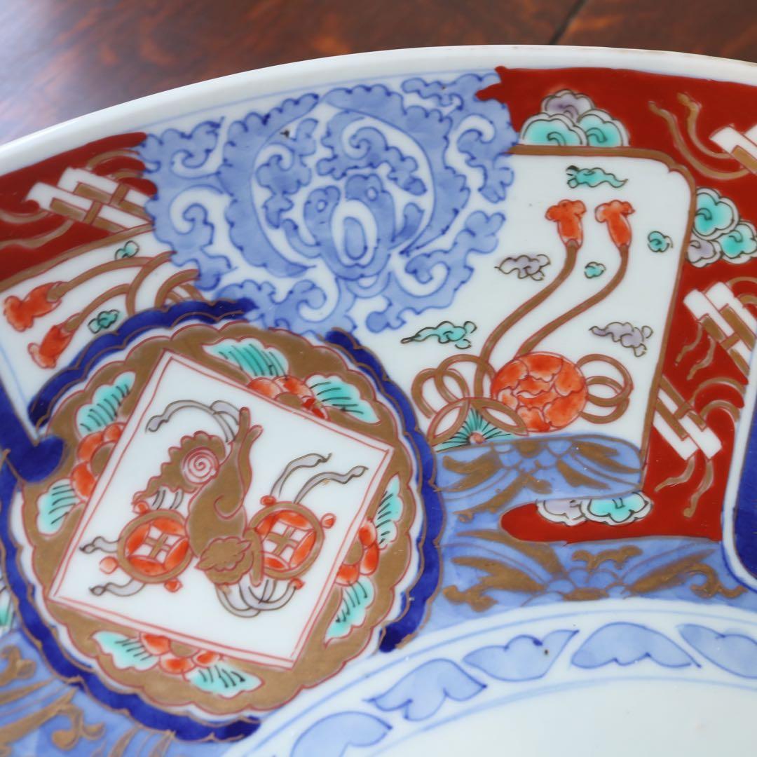 時代　色絵金彩伊万里　葡萄栗鼠図　手毬獅子 大皿 色絵 飾り皿 直径41㎝