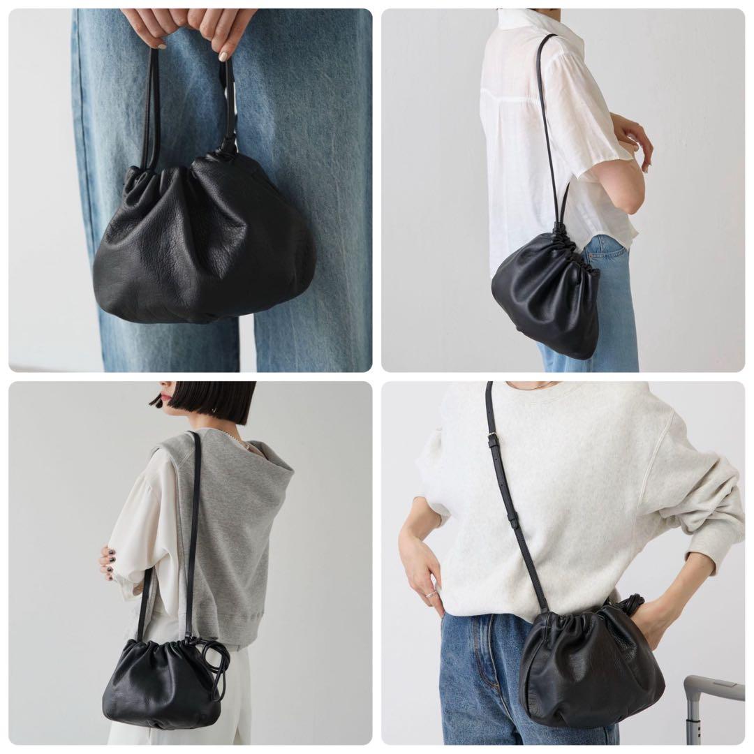 美品 russet ラシット 4WAY 巾着ショルダーバッグ 日本製 レザー 黒