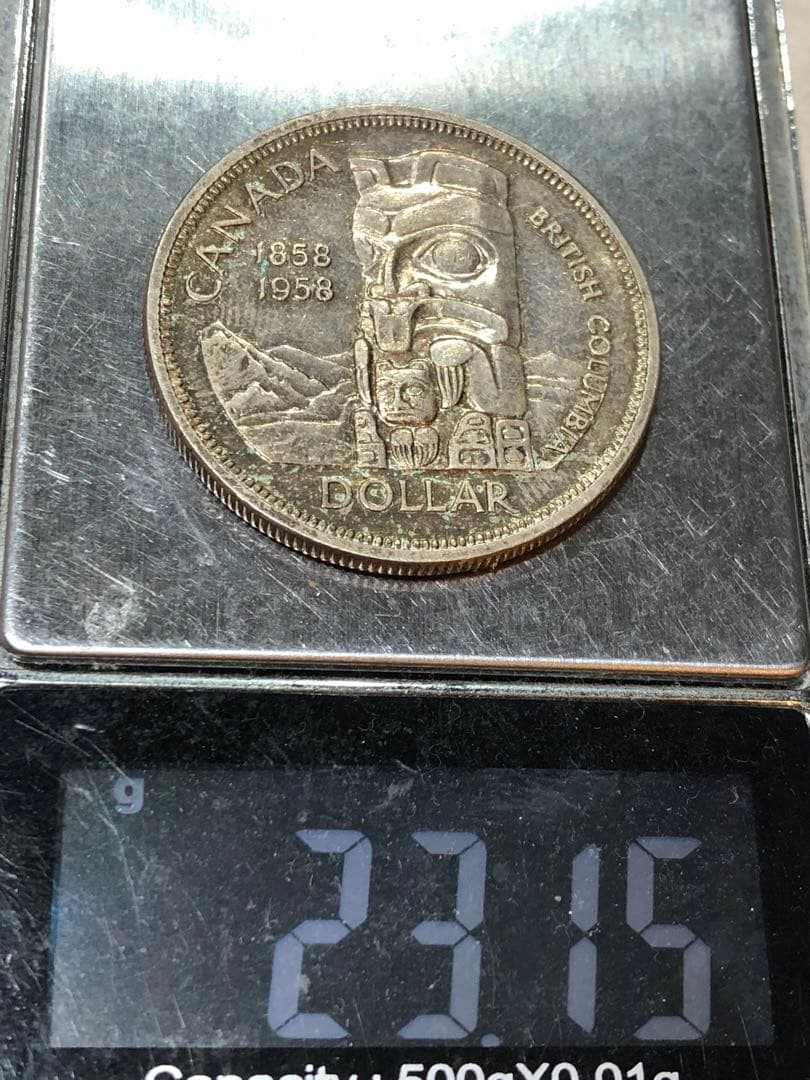 N4280【カナダ・銀貨】1958年1ドル　外貨　硬貨　古銭　　銀貨