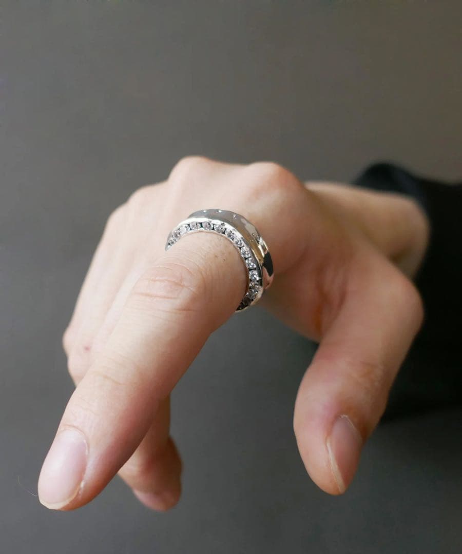 新品同様e.m.両面ジルコニア埋め込みリング☆イーエム