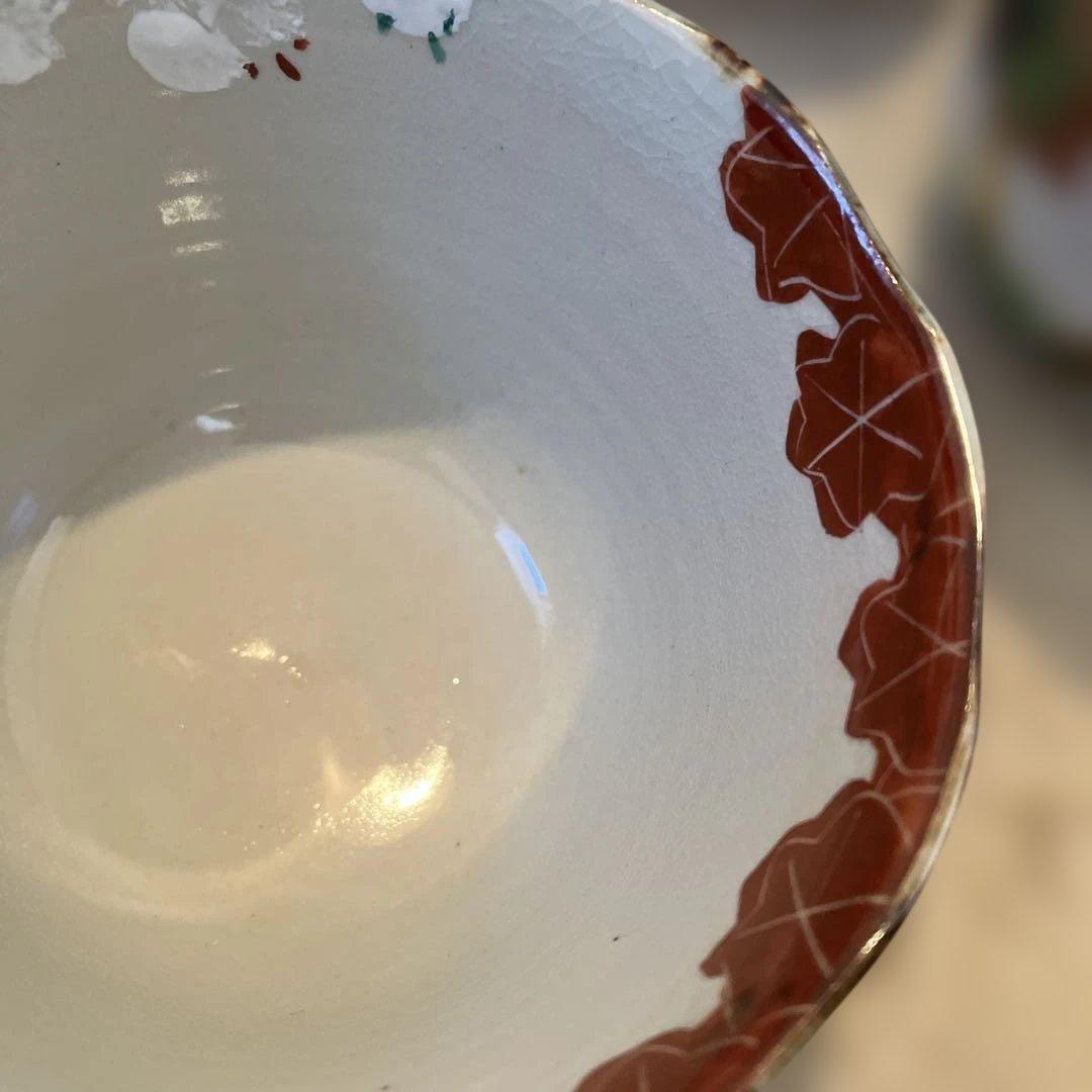 抹茶茶碗　清水焼　金彩　紅葉　茶道具