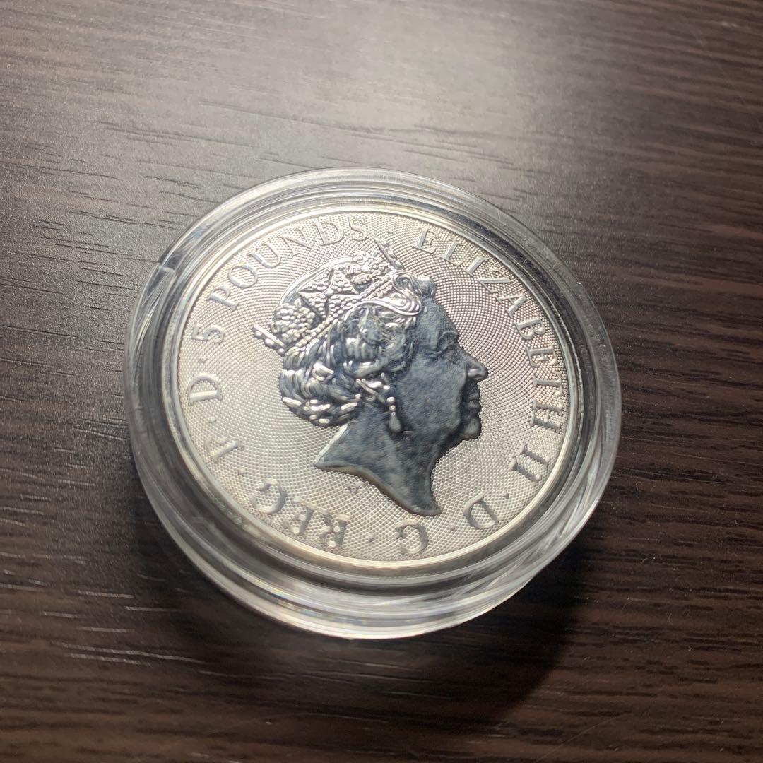 2018 イギリス 2 オンス 銀貨 クィーンズビースト (ユニコーン)