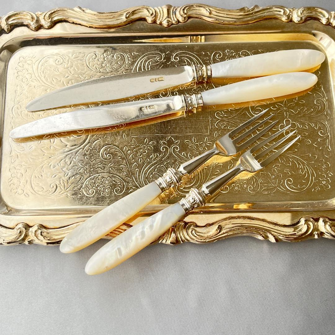 【C W Fletcher & Son 】【白蝶貝】パストリーセット 4本