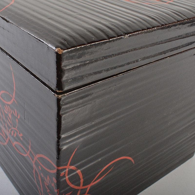 茶道具　黒漆　花蒔絵　桑茶箱　茶碗　棗など　六点一式　仕覆付　共箱　MR7276