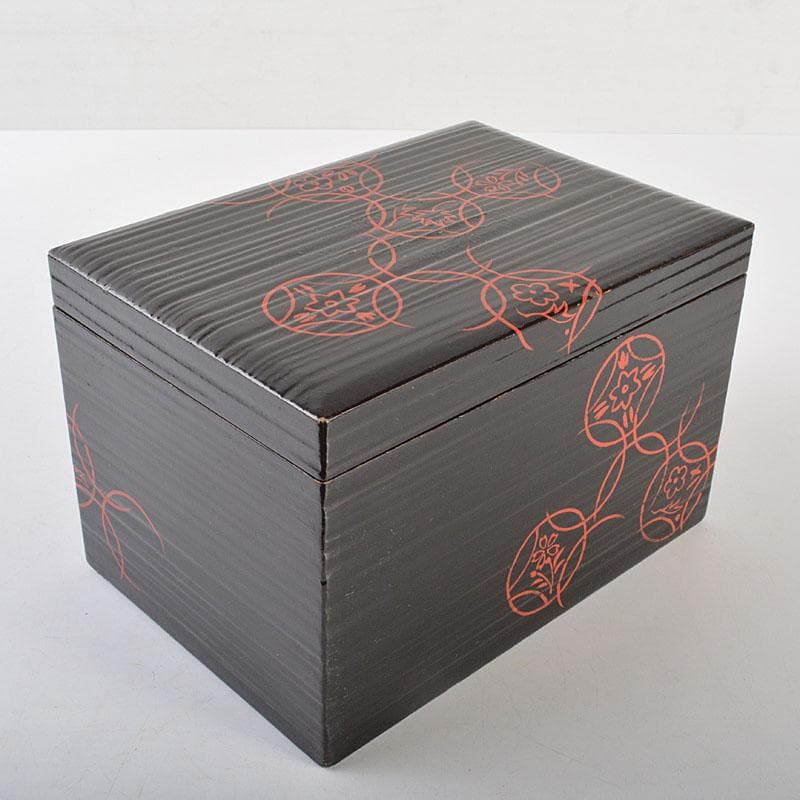 茶道具　黒漆　花蒔絵　桑茶箱　茶碗　棗など　六点一式　仕覆付　共箱　MR7276