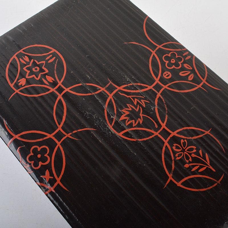 茶道具　黒漆　花蒔絵　桑茶箱　茶碗　棗など　六点一式　仕覆付　共箱　MR7276