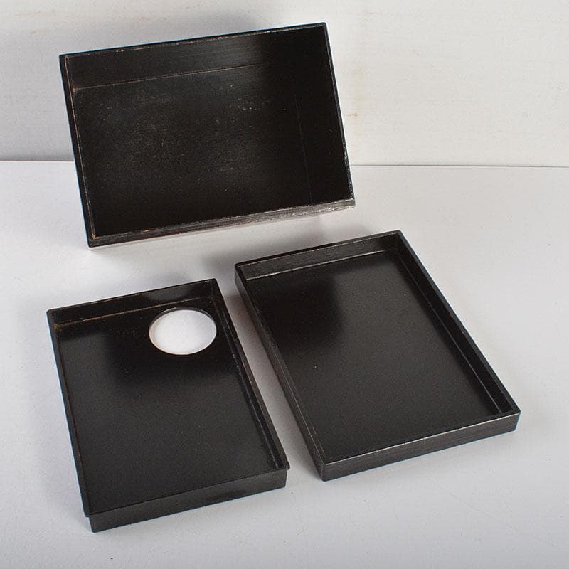 茶道具　黒漆　花蒔絵　桑茶箱　茶碗　棗など　六点一式　仕覆付　共箱　MR7276