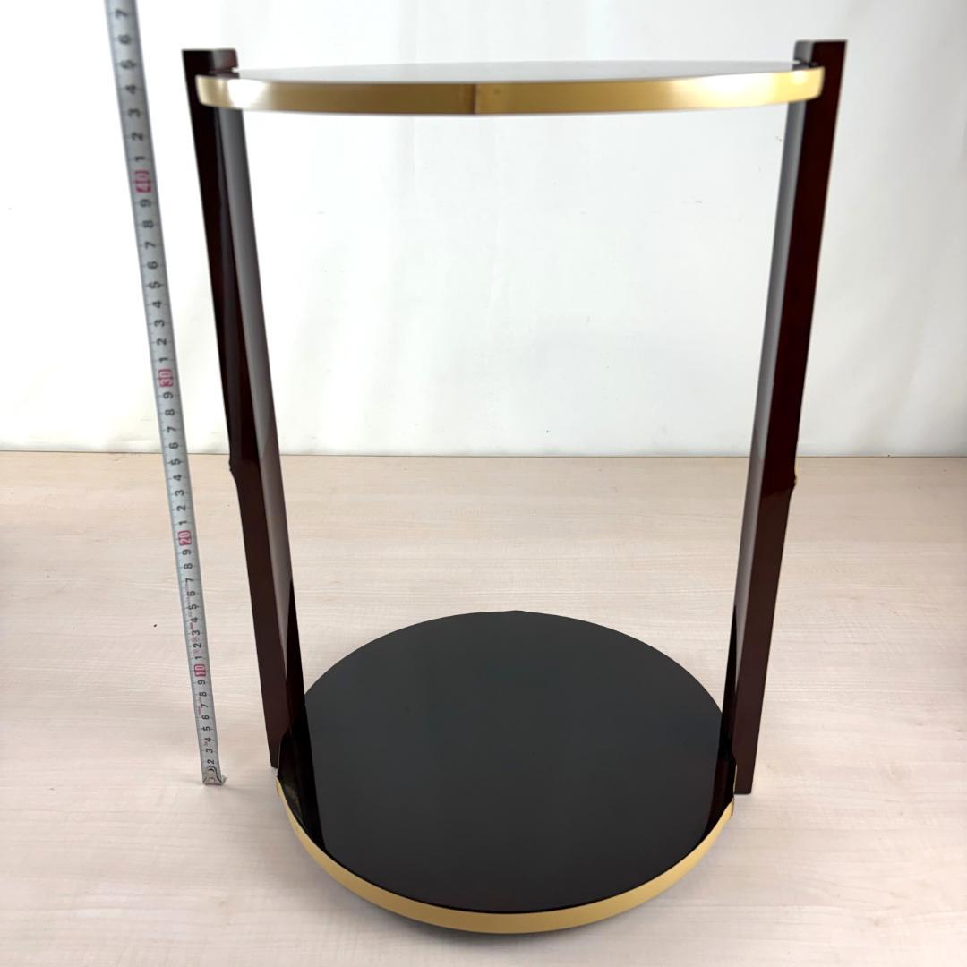 宗悦作 竹貼丸卓 溜塗 而妙奈好