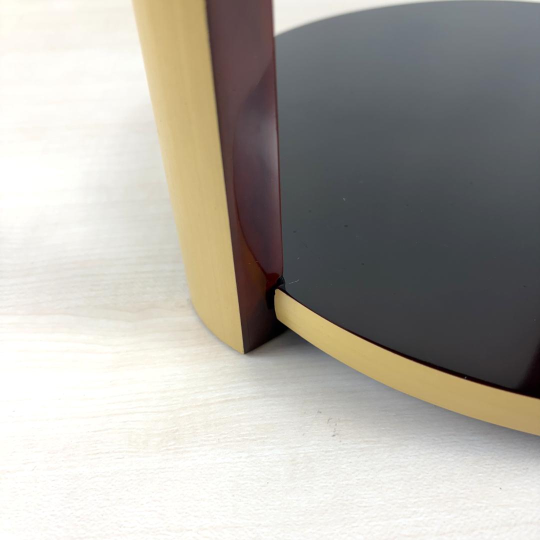 宗悦作 竹貼丸卓 溜塗 而妙奈好