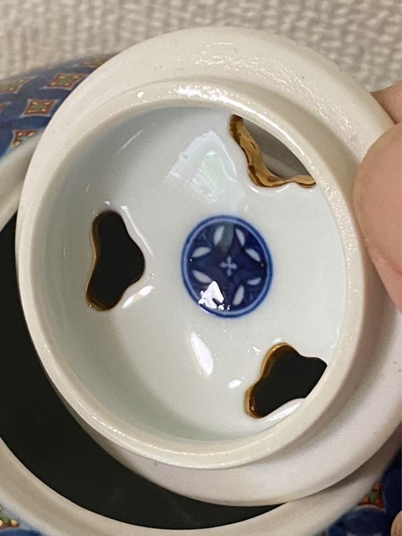 香炉 村上玄輝作 在銘 染錦七宝地文 香道具 陶芸 骨董