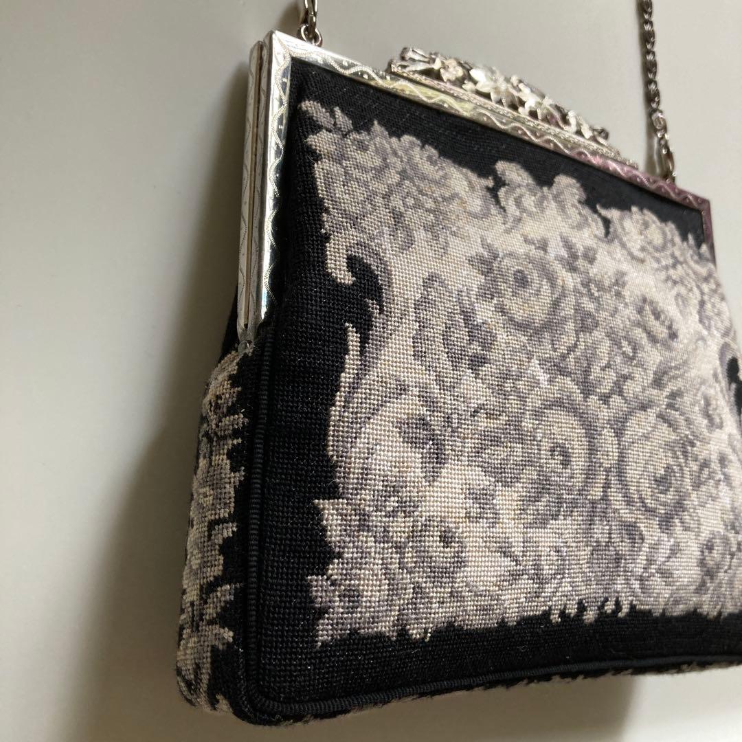 プチポアン 刺繍バッグ　パーティー　アンティーク　プチポワン