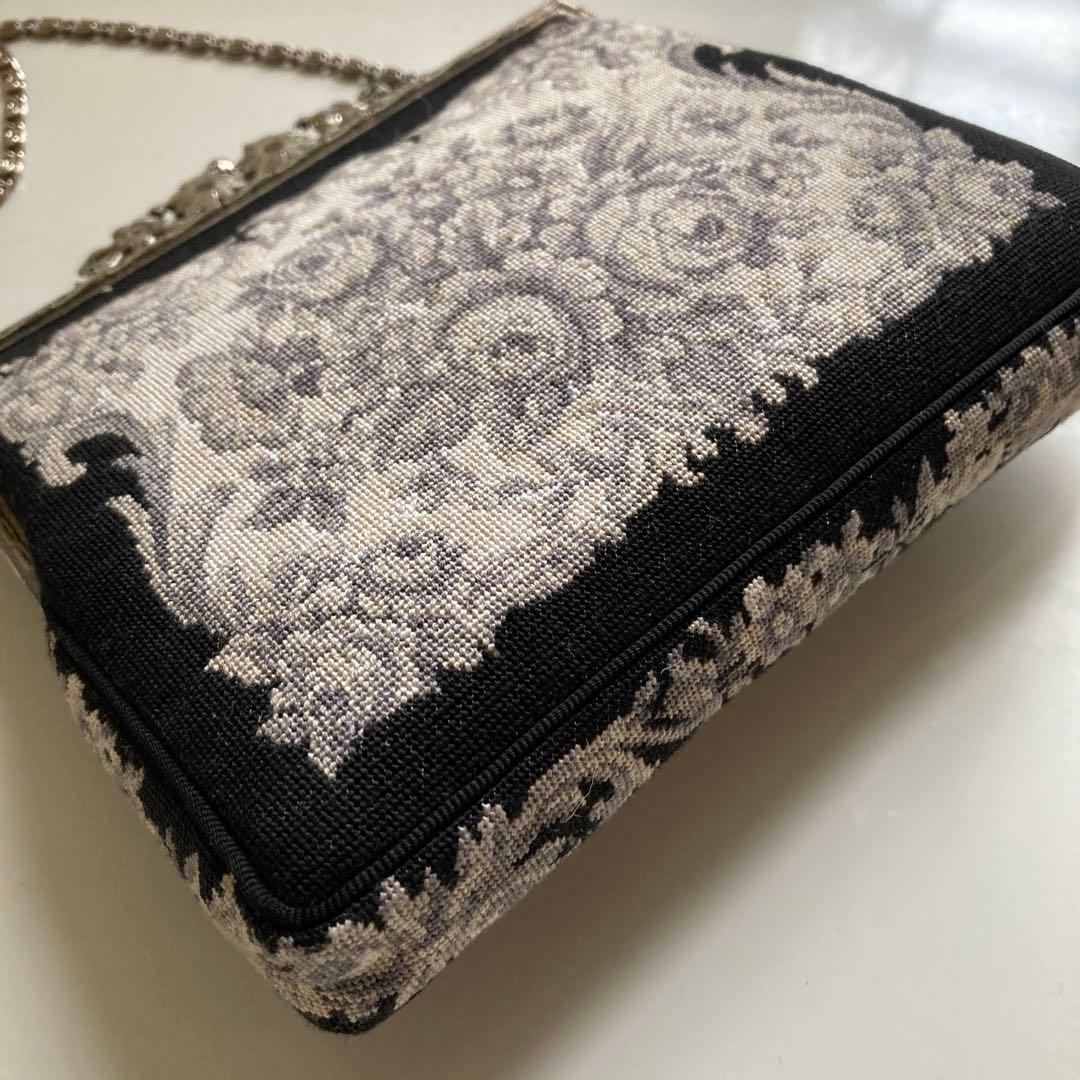 プチポアン 刺繍バッグ　パーティー　アンティーク　プチポワン