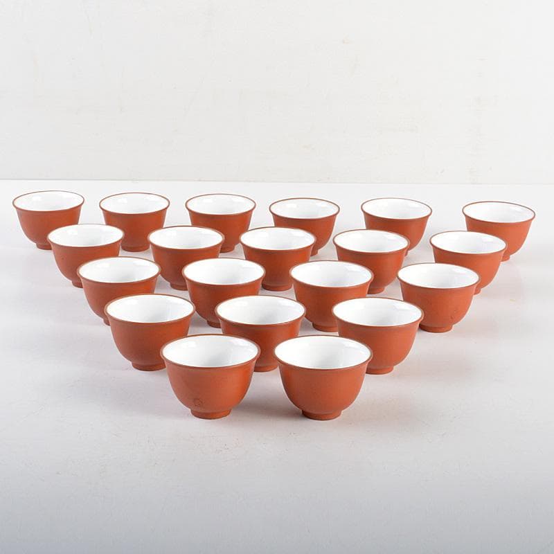 煎茶道具　紫砂　朱泥　内白釉　煎茶碗　20客まとめて　N　6332