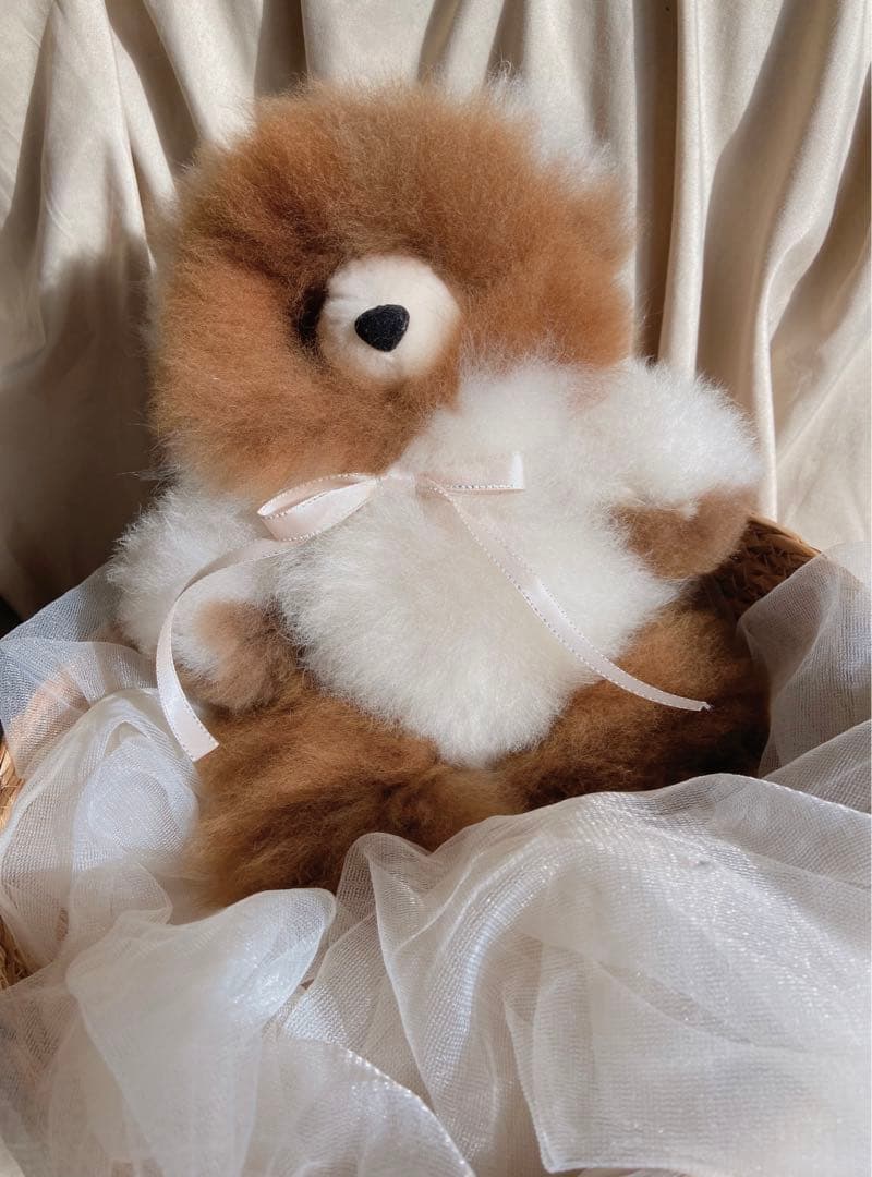 ふわふわアルパカテディベア (ペルー直輸入) ミックスカラー ブラウン×ホワイト