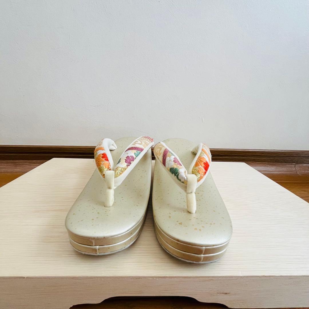 【美品】振袖用バッグ　草履　成人式　振袖　西陣織　正絹　Ｌサイズ