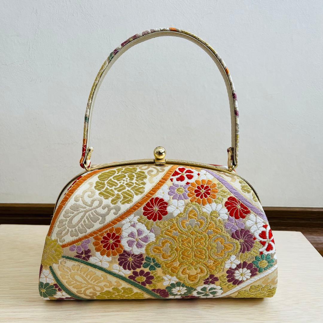 【美品】振袖用バッグ　草履　成人式　振袖　西陣織　正絹　Ｌサイズ