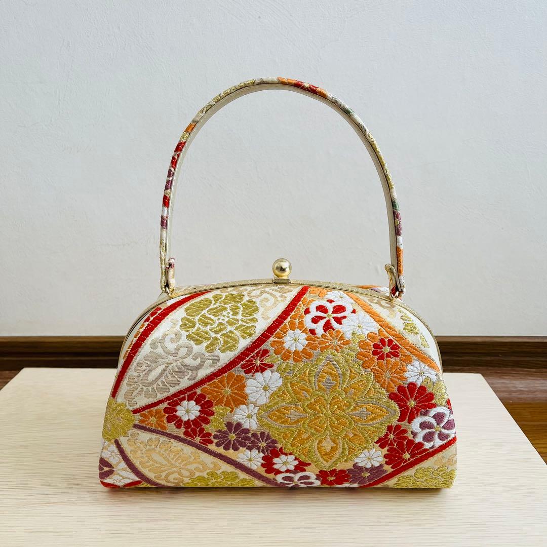 【美品】振袖用バッグ　草履　成人式　振袖　西陣織　正絹　Ｌサイズ