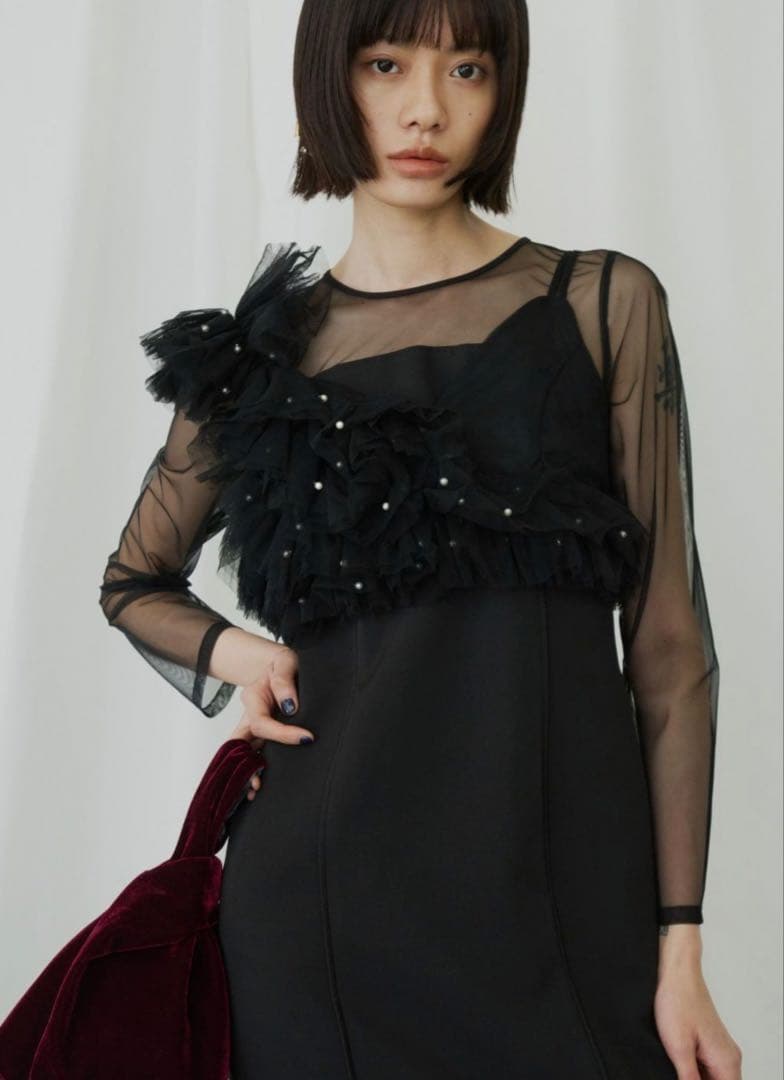 12/15までの価格ですANDRESD pearl bustier dress