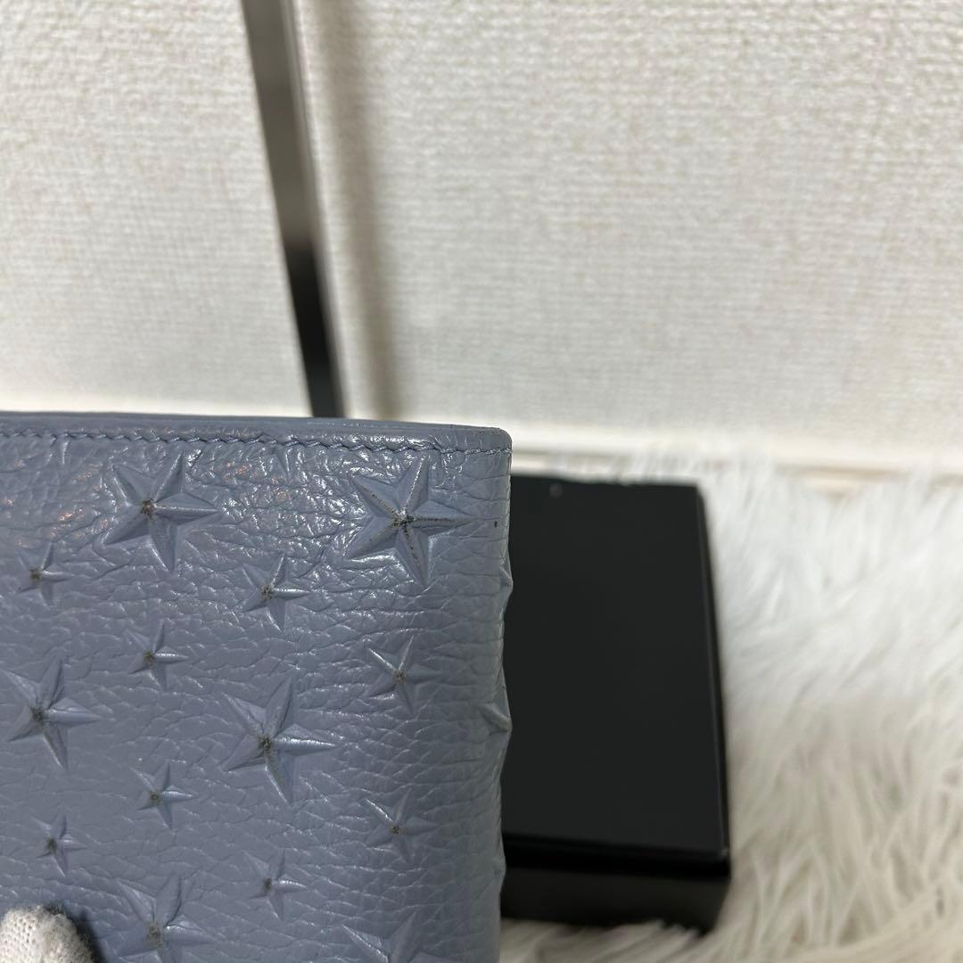 【希少カラー✨スタッズ/ユニセックス】ジミーチュウ　二つ折り財布　ブルー　レザー