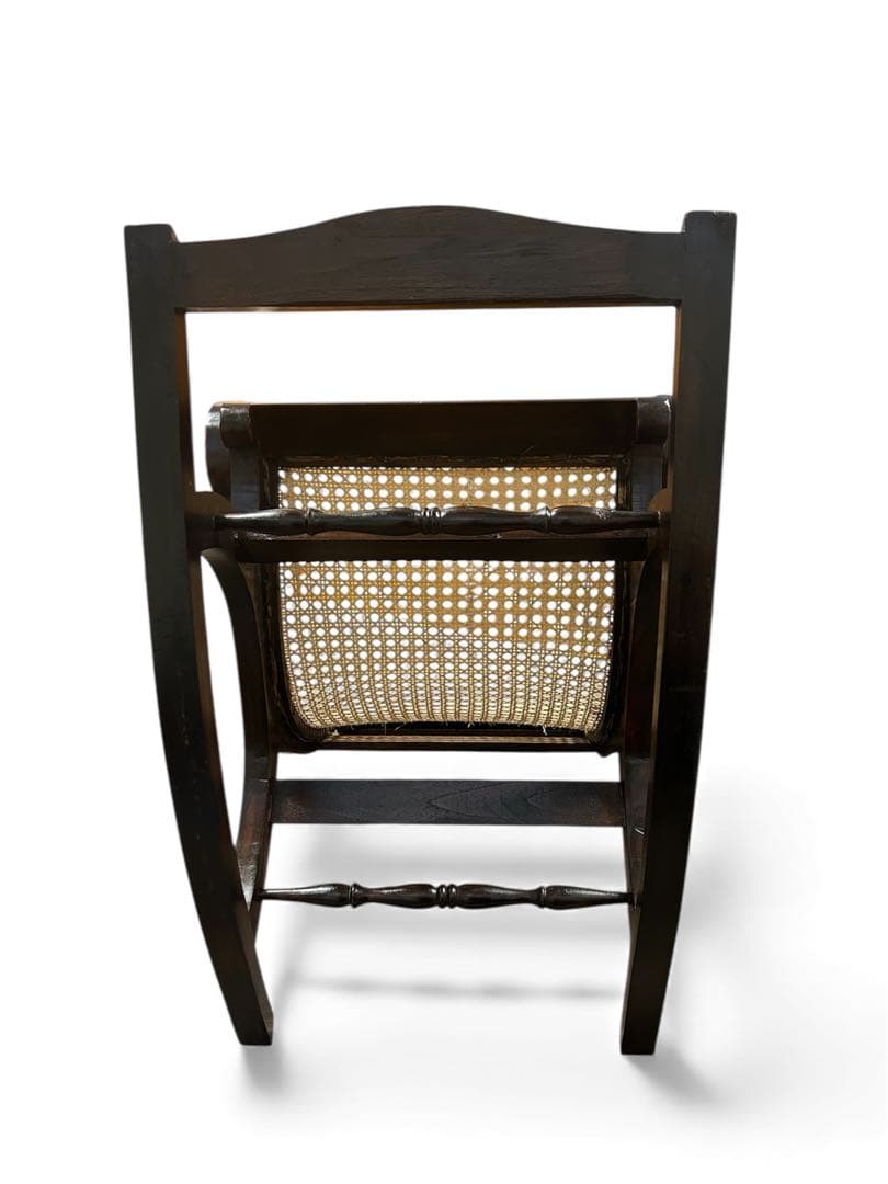 【引き取り限定】ロッキングチェア 木製 チーク×ラタン （藤）ゆったり座れます