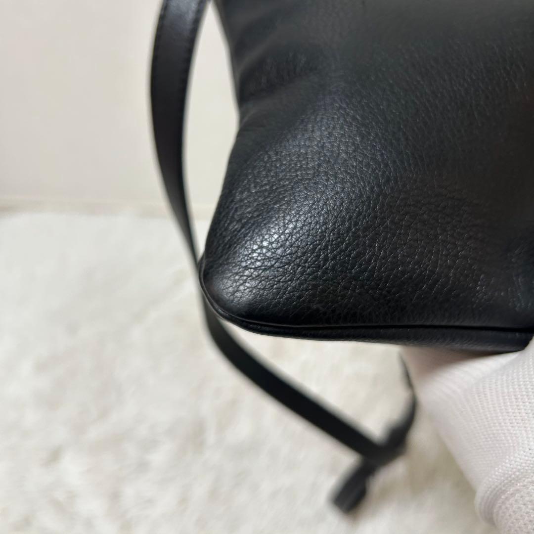 【美品✨エンボスロゴ/オールレザー】アニエスベー　ショルダーバッグ　ブラック　稀