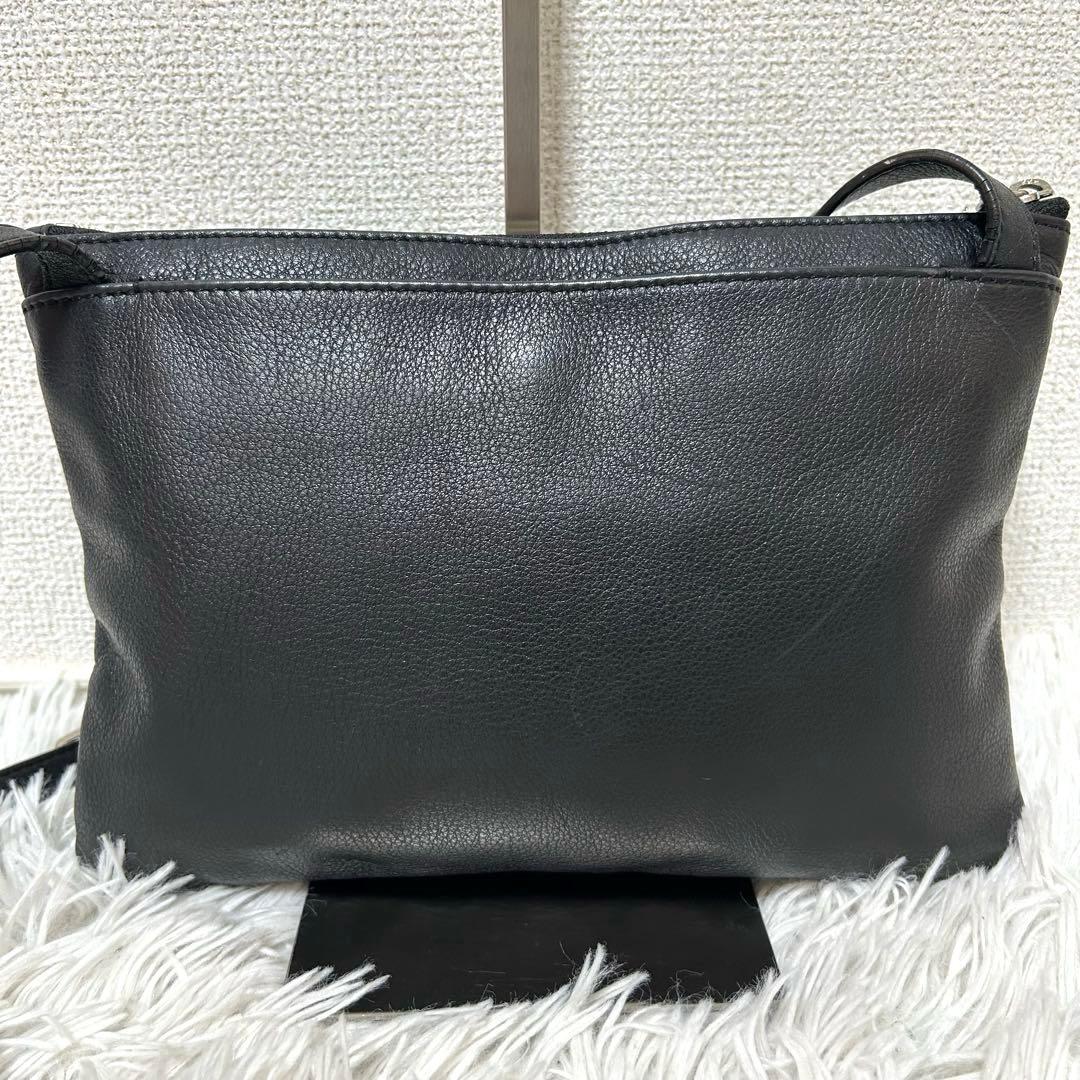 【美品✨エンボスロゴ/オールレザー】アニエスベー　ショルダーバッグ　ブラック　稀