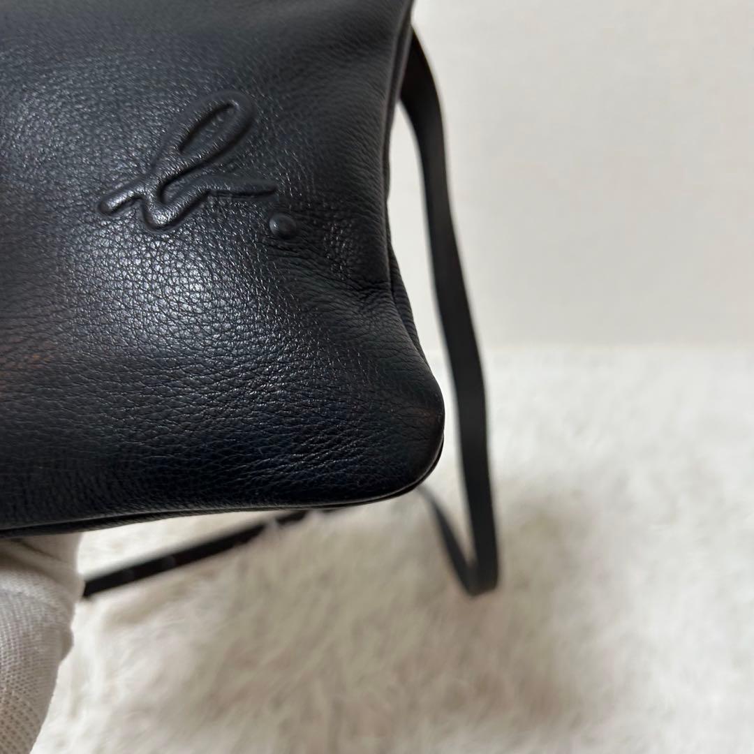 【美品✨エンボスロゴ/オールレザー】アニエスベー　ショルダーバッグ　ブラック　稀