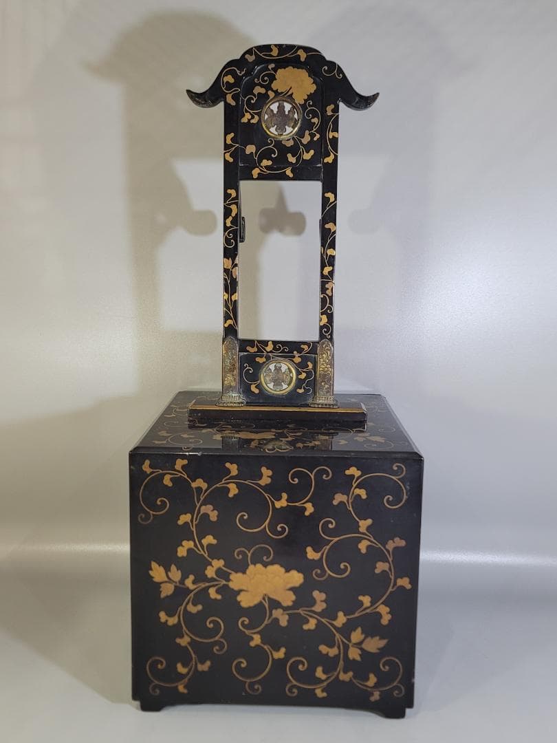 古美術 纏枝蓮花紋 蒔絵 鏡台 化粧箱付 時代物 DT426