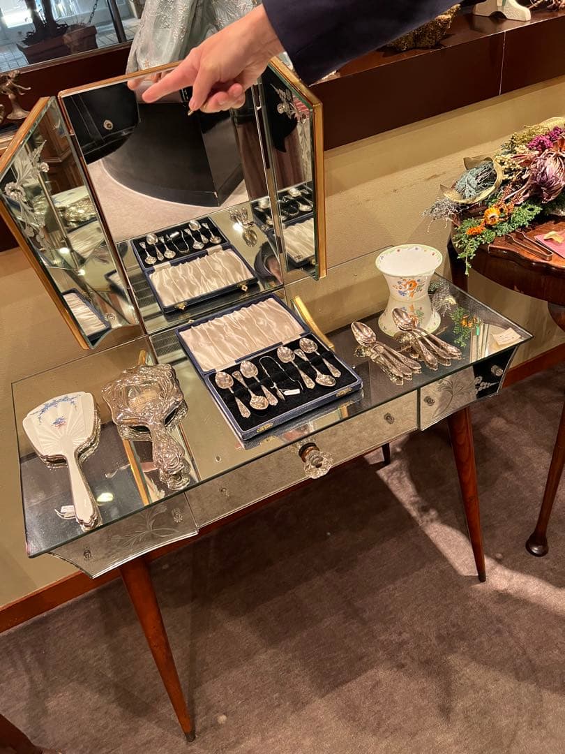 全面ミラー　ドレスチェスト　アンティーク高級品