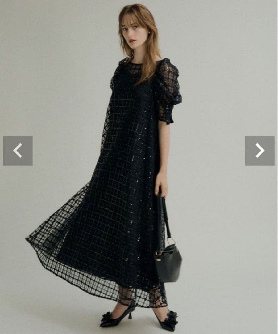 新品　黒LE’RURE リルアー　Kirakira check onepiece