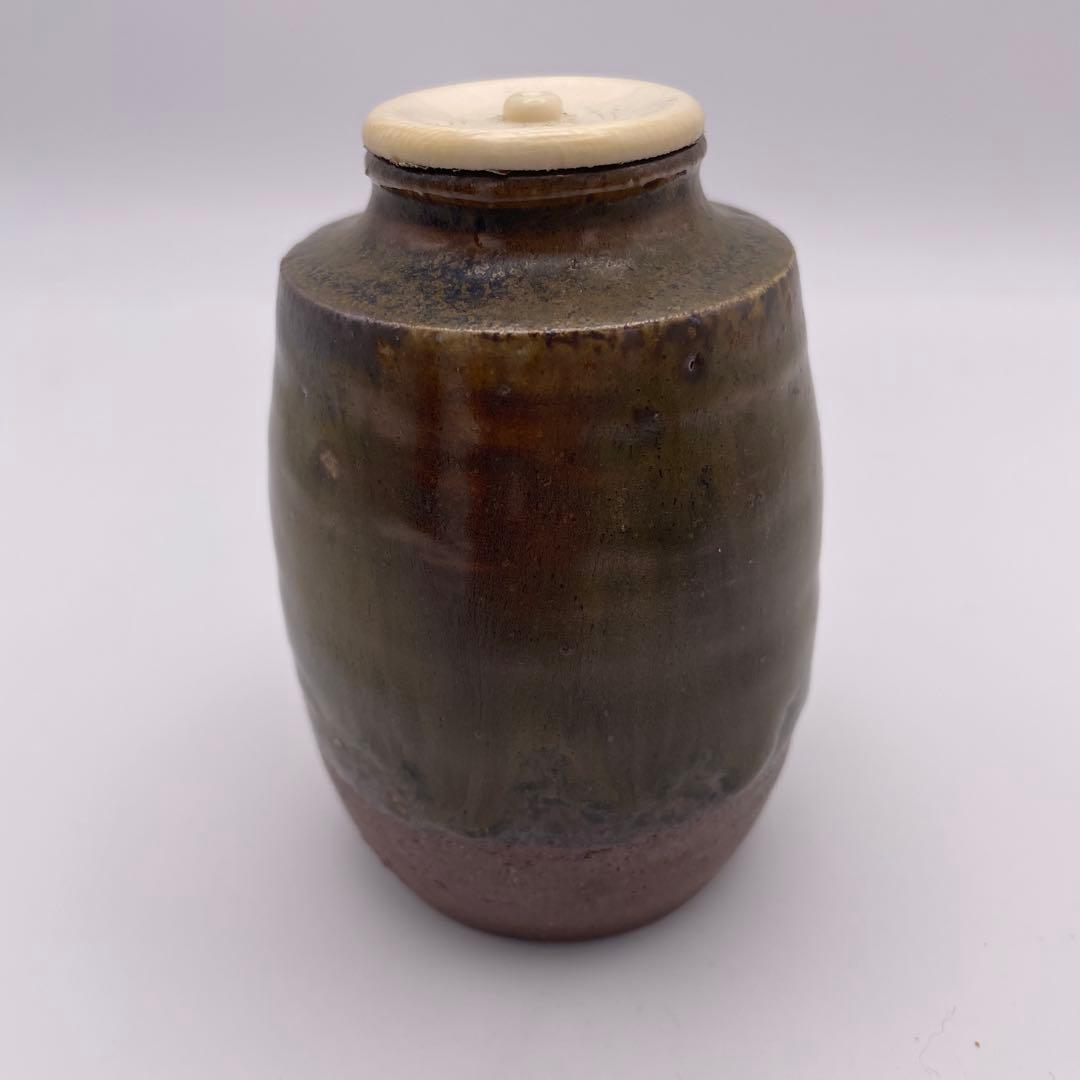 【茶道具】森本陶谷　棗　丹波茶入 丹波焼　肩衝茶入 共箱 獅噛文長斑錦②-茶12