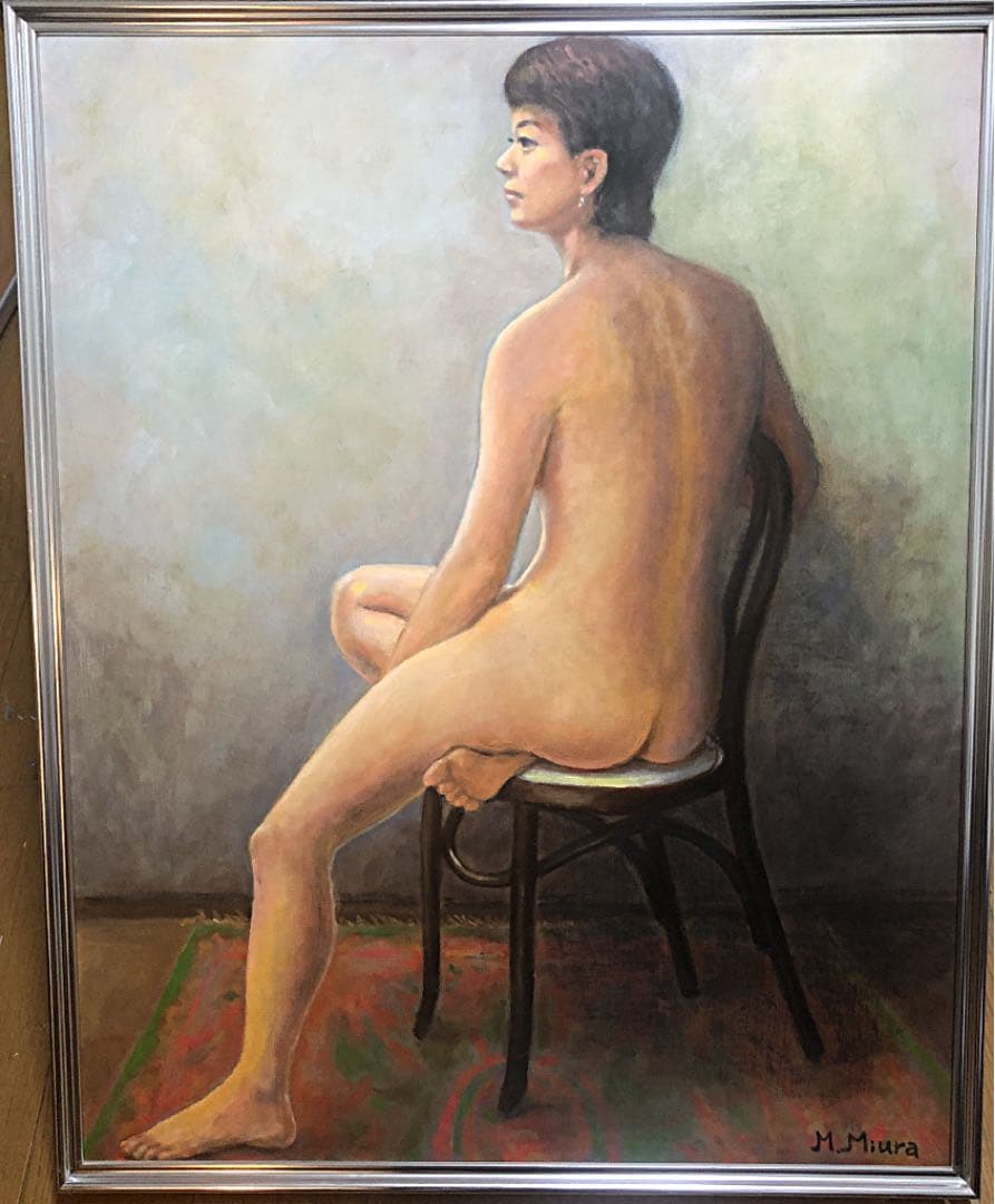 油彩画「裸婦像」額縁込み　縦112cm✖️横95cm✖️厚さ3.5cm