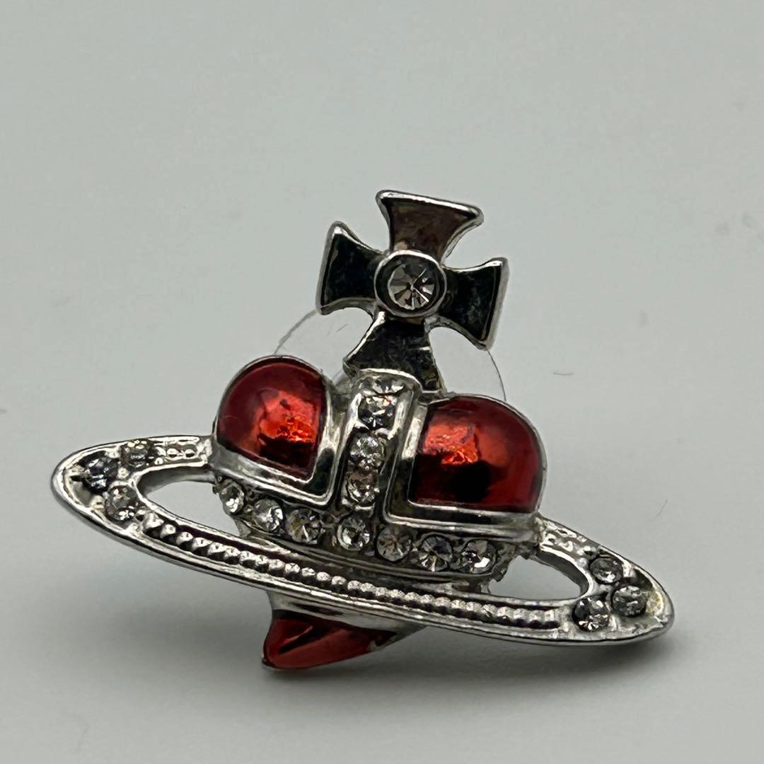 ヴィヴィアンウエストウッド　ディアマンテ　ハート　ピアス　シルバー　レッド