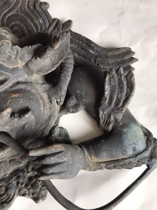 古董，古藝術品，龍頭置物，鎮宅，辟邪，古銅製，重4000克（旧家藏出し）