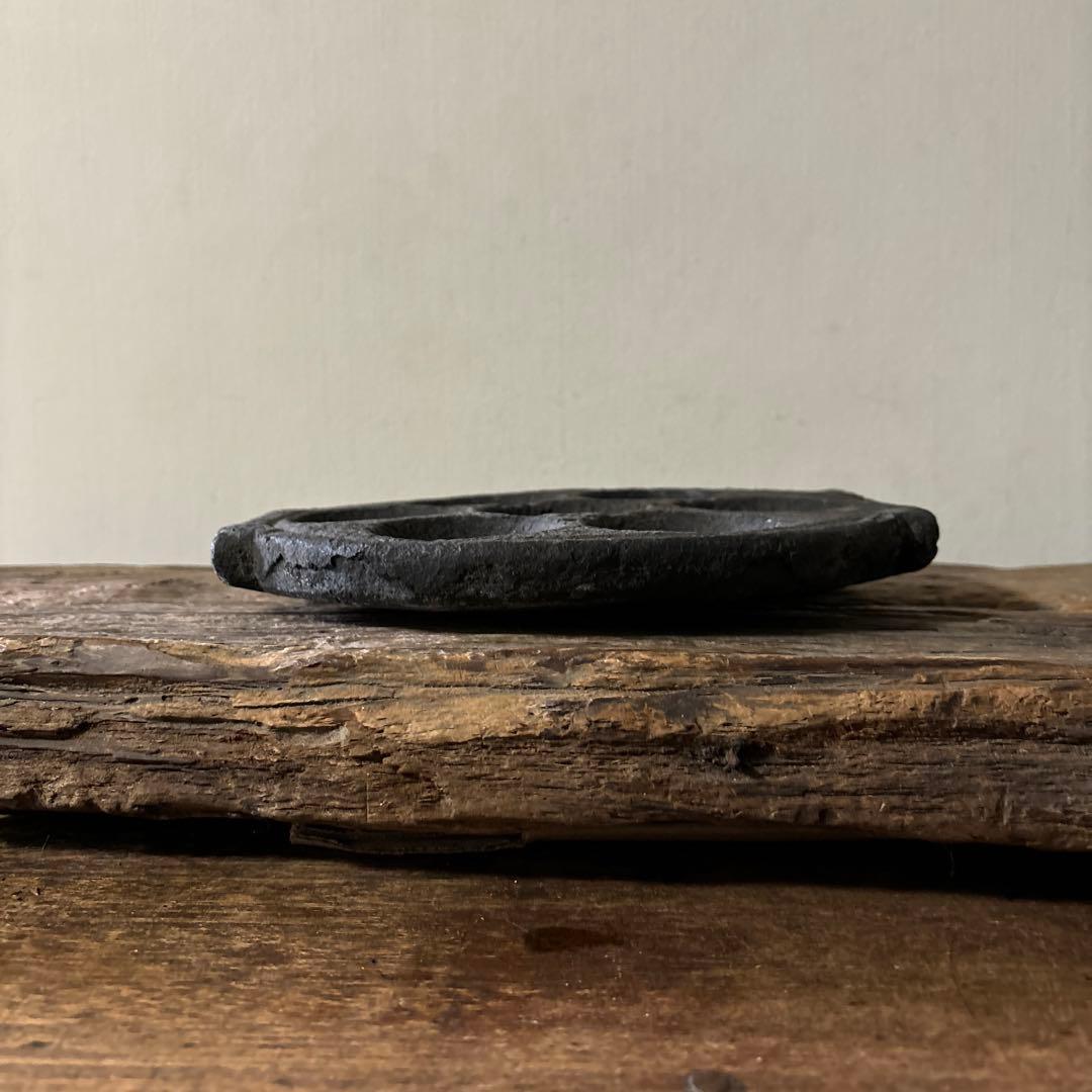 アンティーク　インドイドゥリプレート　石皿　骨董　検;李朝.古道具坂田