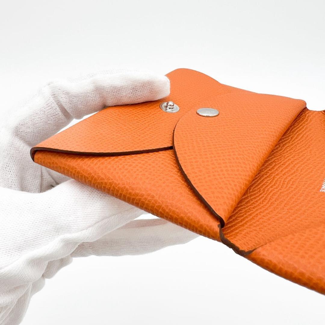 SALE【新品同様】エルメス ヴォーエプソン カルヴィ デュオ オレンジ U刻印