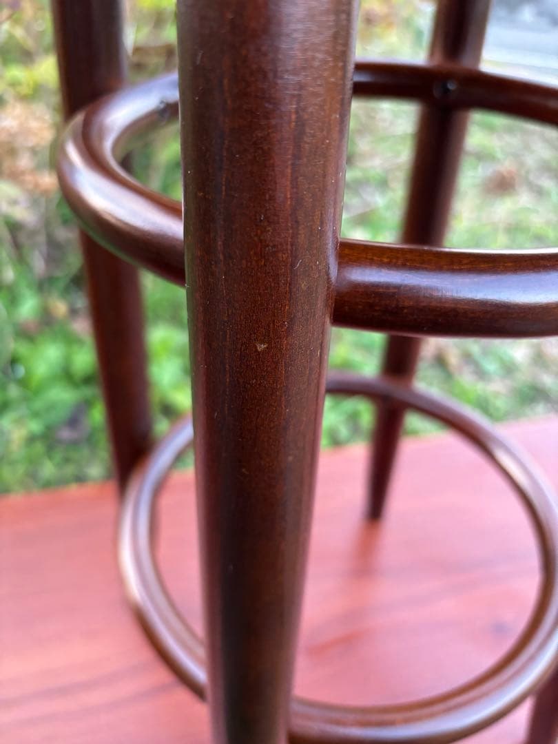 秋田木工　曲木カウンターチェア　ダークブラウン 木製スツールアーチ型背もたれ②