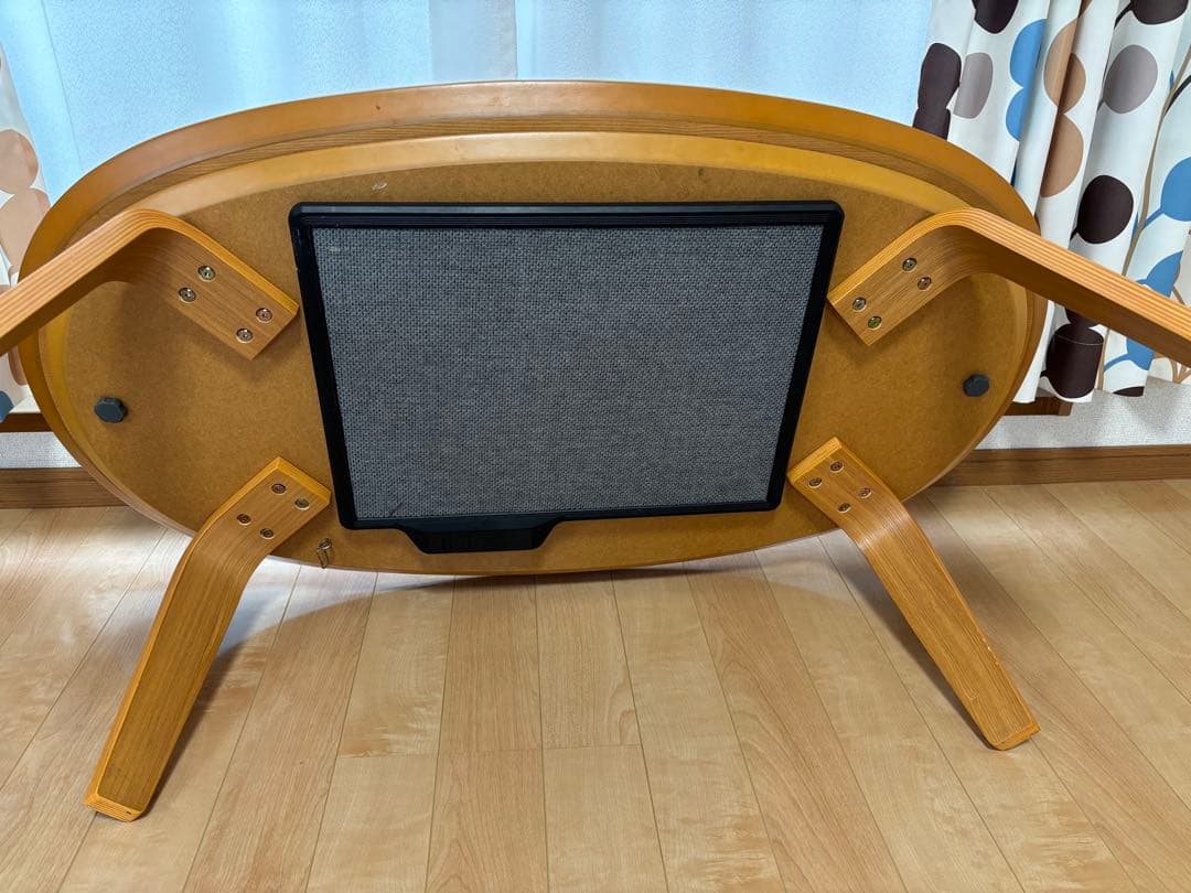 無印　木製楕円形　小　こたつテーブル(専用こたつ布団付き)